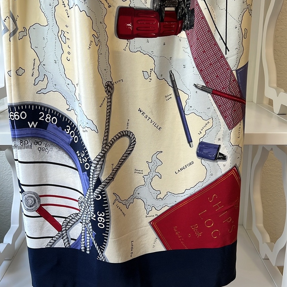 NWT Lauren Ralph Lauren 100% Silk Nautical Yachting Wrap Skirt Vintage Size 8 - Picture 4 of 10